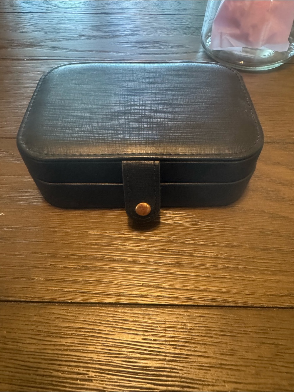 Portable Black Jewelry Travel Case with Snap Closure